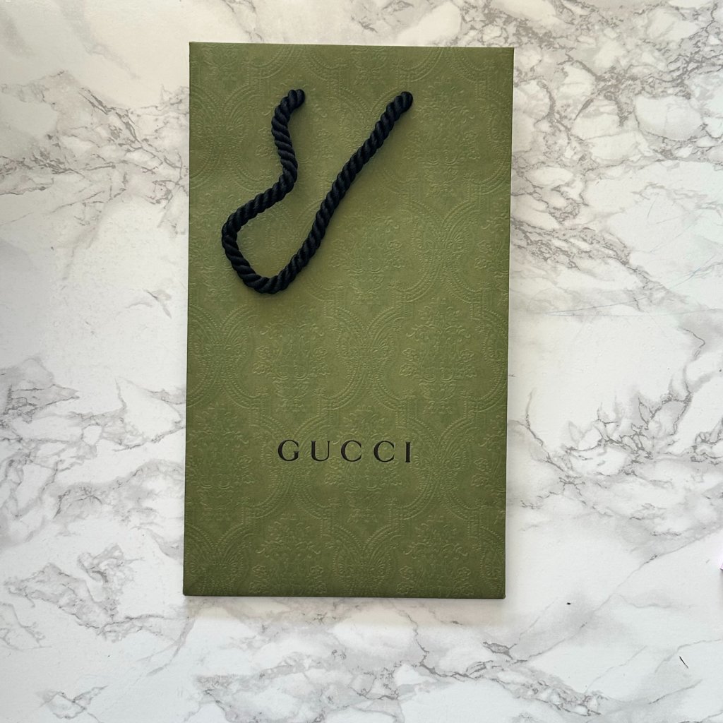 Gucci Green Foilage With Black Rope Shopping Bag Gift Bag
